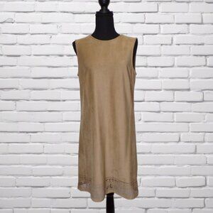 Lila Rose Faux Suede Dress Womens size 8 Tan Cut Out Hem Soft Cowgirl Cosplay
